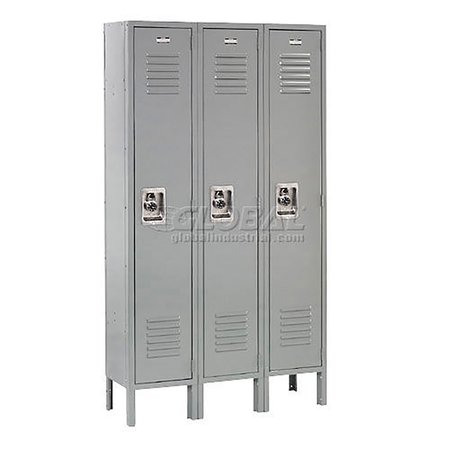 GLOBAL INDUSTRIAL 1-Tier 3 Door Locker, 12Wx18Dx72H, Gray, Assembled 968261GY